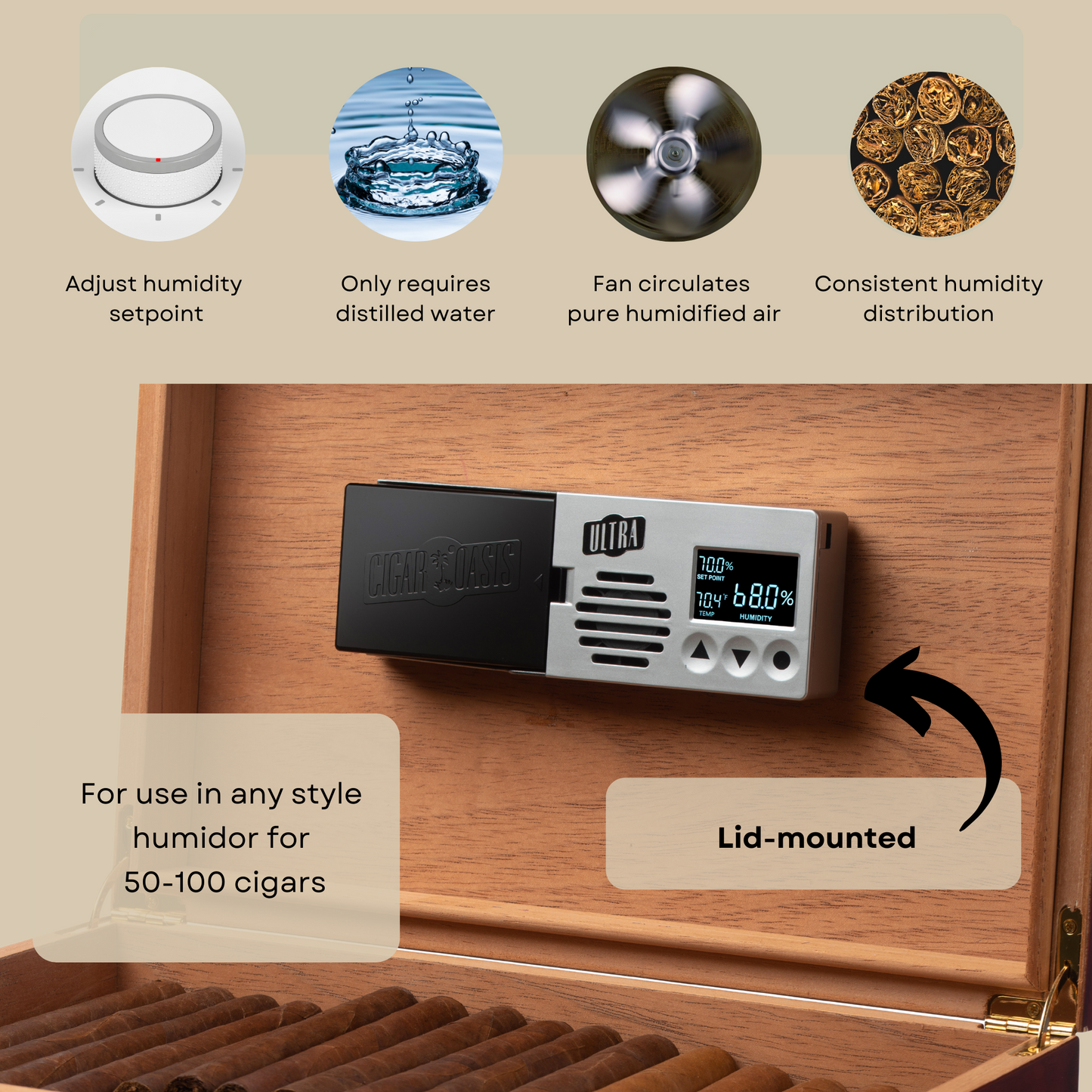 Cigar Oasis Ultra 3.0 Electronic Humidifier-Humidor Accessories-Cigar Oasis-Cigar Oasis